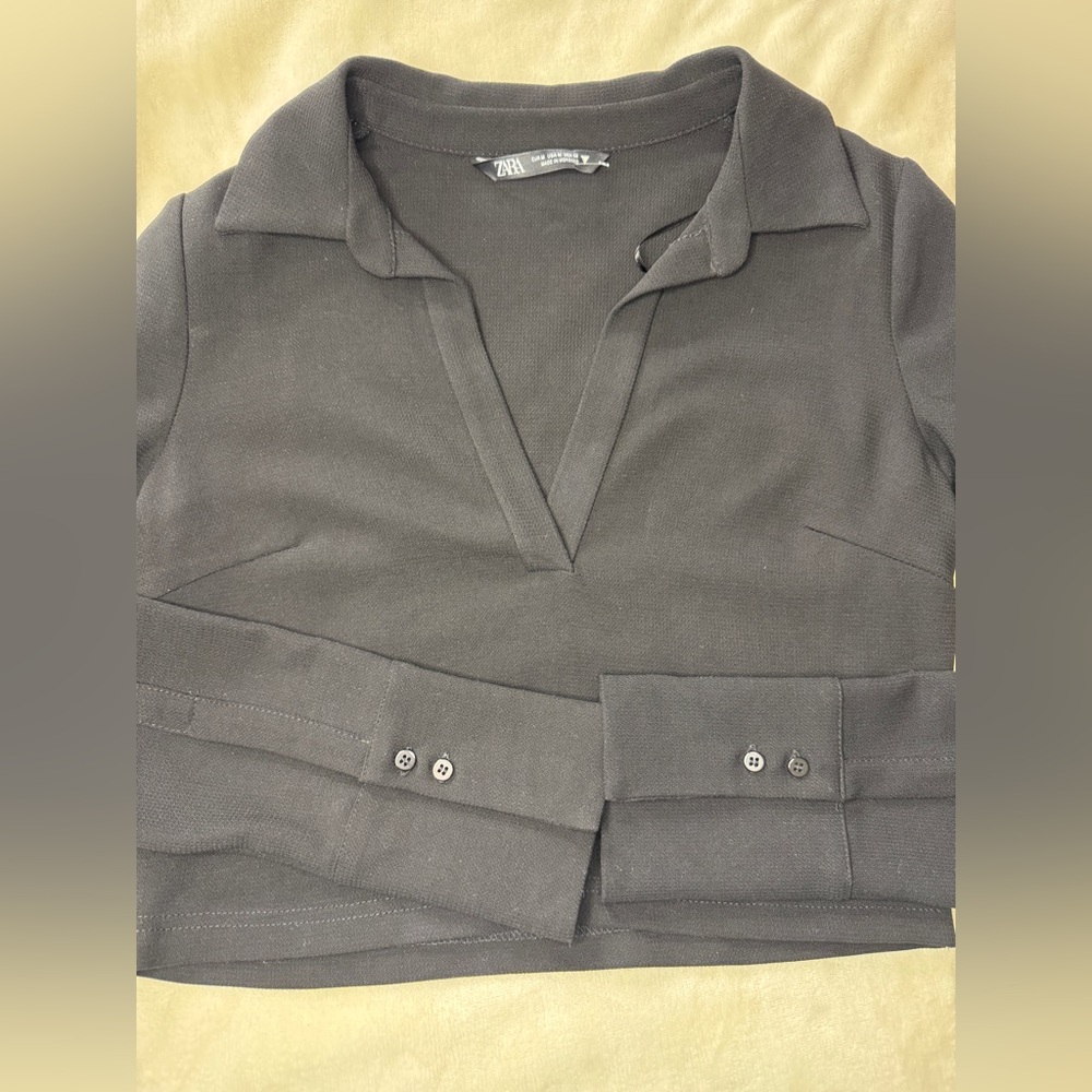 Zara Charcoal V-Neck Blouse